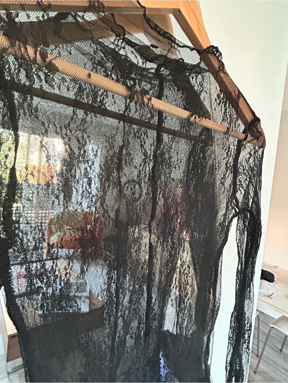 Sheer Black Lace Long Sleeve Top - Picture 2 of 2